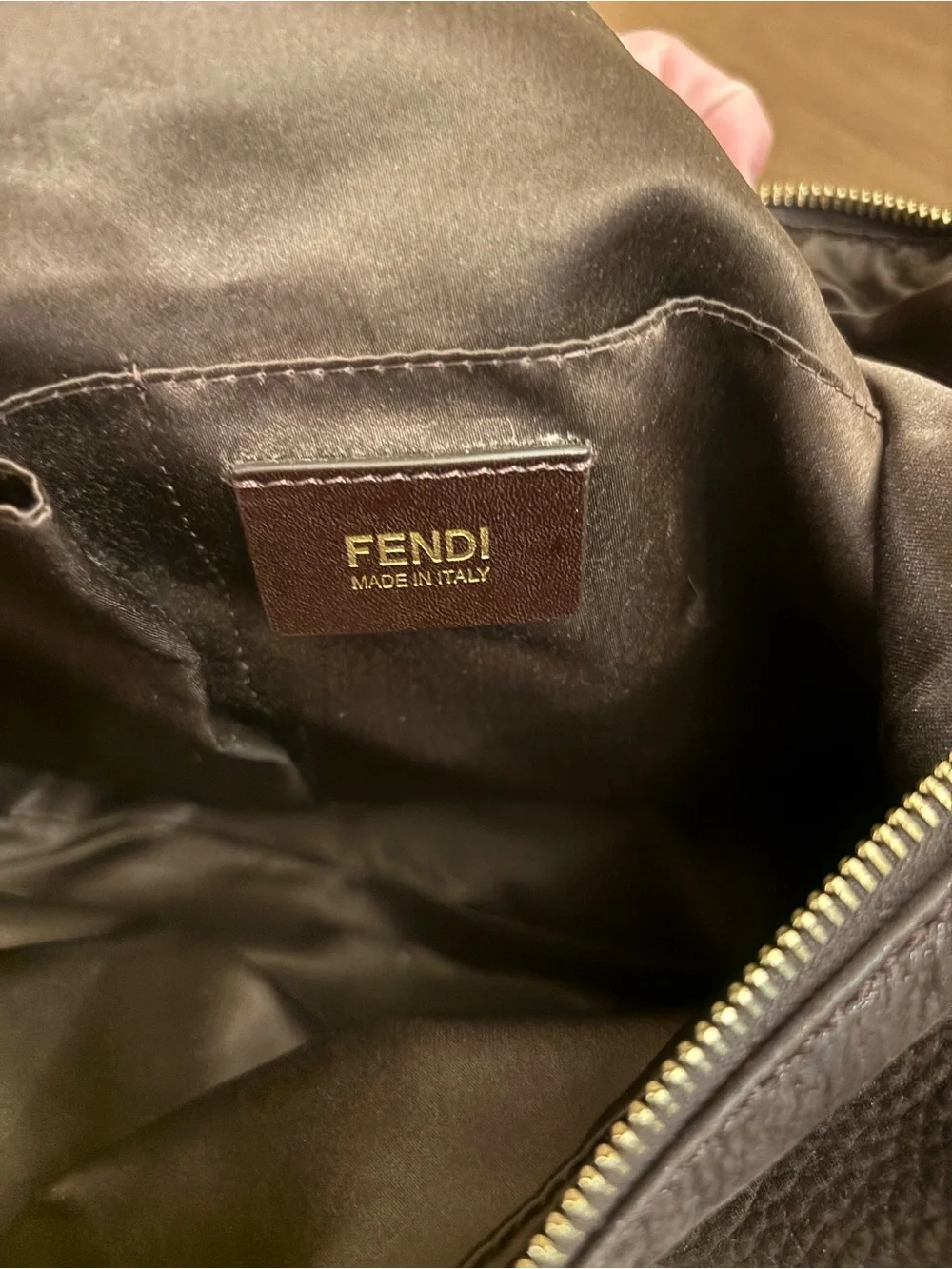 Authentic Fendi Large Dark Brown Leather suede Shoulder Bag Decorative Buckle - Picture 10 of 12
